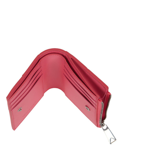 Bottega Veneta Casette Intrecciato Leather Bi-Fold Zip Wallet Pink Womens - Picture 4 of 5